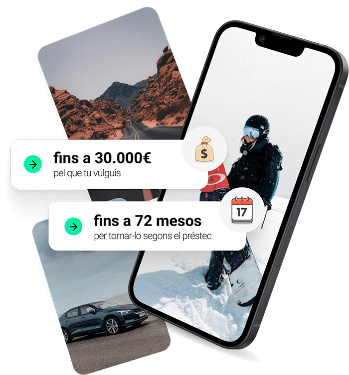 Fins a 30.000€ pel que tu vulguis. Fins a 72 mesos per tornar-lo segons el préstec.